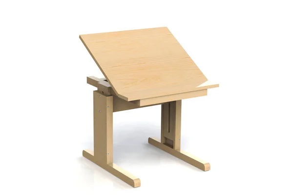 Pequeña mesa de madera para niños. Escritorio escolar con altura ajustable —  Fotos de Stock