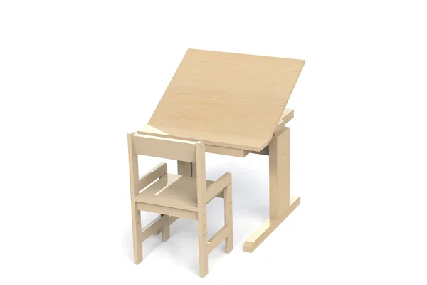 Pequeña Mesa Silla Madera Para Niños Escritorio Escolar Con Altura —  Fotos de Stock