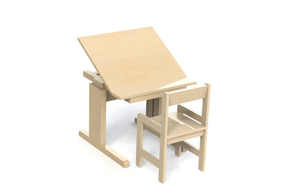 Pequeña Mesa Silla Madera Para Niños Escritorio Escolar Con Altura —  Fotos de Stock