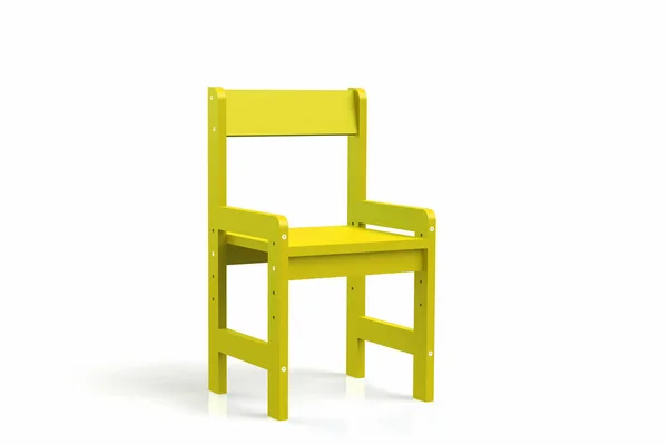 白地に小さな子供木製椅子 モデルのレンダリングの椅子 — ストック写真