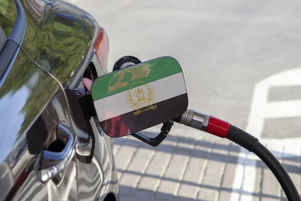 Vlag Van Afghanistan Auto Brandstoftank Vuller Flap Auto Tanken Met — Stockfoto