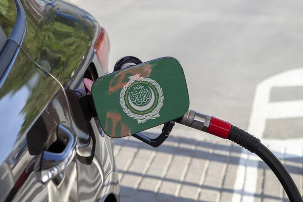 Flag League Arabian States Car Fuel Tank Filler Flap Fueling — Stock Photo, Image
