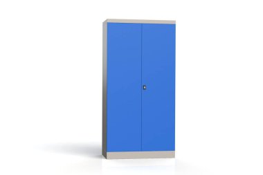 Metal dolap rafları araçları ile. Yangına dayanıklı raf belgeler için. Belgeleri, araçları ve yedek parçaları saklamak için uygun bir yer. Metal mobilya. 3B modeli oluşturma.