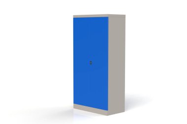 Metal dolap rafları araçları ile. Yangına dayanıklı raf belgeler için. Belgeleri, araçları ve yedek parçaları saklamak için uygun bir yer. Metal mobilya. 3B modeli oluşturma.