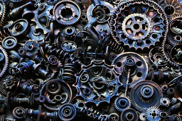 Steampunk Arka Plan Makine Parçaları Büyük Dişli Zincir Makineleri Traktörler — Stok fotoğraf