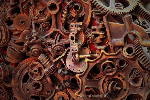 Steampunk 기어와 기계와 트랙터에서 부품입니다 스프링 베어링 피스톤 크랭크축 — 스톡 사진