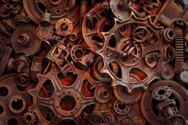 Fondo Steampunk Piezas Máquinas Engranajes Grandes Cadenas Máquinas Tractores Viejas — Foto de Stock