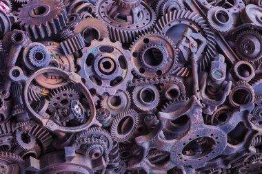 Steampunk doku, mekanik parçalar, dişli tekerlekleri ile backgroung