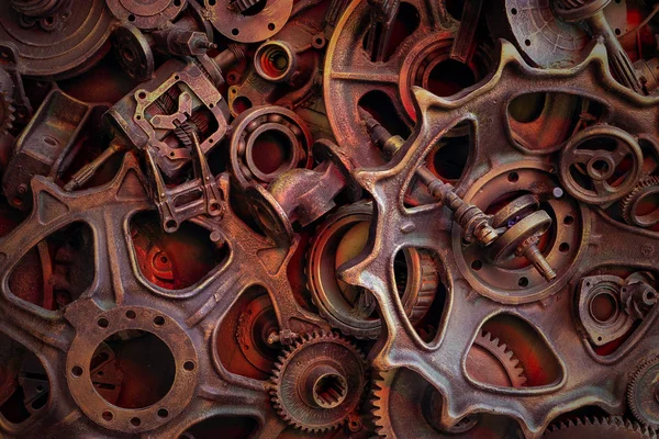 Fondo Steampunk Parti Macchine Ingranaggi Grandi Dimensioni Catene Macchine Trattori — Foto Stock