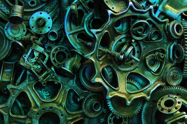 Fondo Steampunk Parti Macchine Ingranaggi Grandi Dimensioni Catene Macchine Trattori — Foto Stock