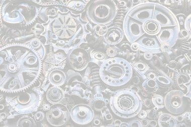 Steampunk doku, backgroung ile mekanik parçalar, dişli tekerlekleri, buhar punk cogwheels, oto yedek parça, eski paslı demir zincirleri, yaylar, tekerlekler, öbek yakın