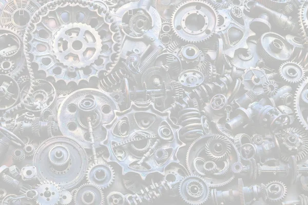 Steampunk doku, backgroung ile mekanik parçalar, dişli tekerlekleri, buhar punk cogwheels, oto yedek parça, eski paslı demir zincirleri, yaylar, tekerlekler, öbek yakın