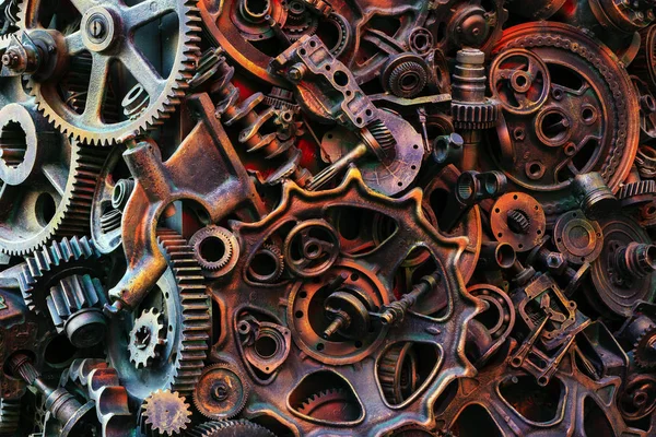 Steampunk Texture Backgroung Mechanical Parts Gear Wheels Steam Punk Cogwheels — Stock Photo, Image