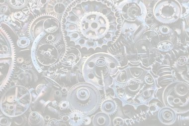 Steampunk doku, backgroung ile mekanik parçalar, dişli tekerlekleri, buhar punk cogwheels, oto yedek parça, eski paslı demir zincirleri, yaylar, tekerlekler, öbek yakın