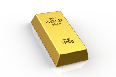 Beyaz zemin üzerine altın külçesi