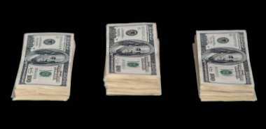 100 dolarlık bono kavramı mali, başarı ve servet siyah bir arka plan üzerinde üç deste