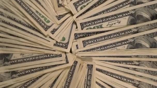 Вентиляционный круг из нескольких банкнот по 100 долларов США — стоковое видео