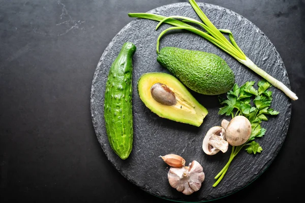 Čerstvé potraviny zdravé zelené zátiší — Stock fotografie