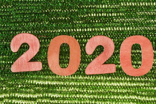 Jaar 2020 Van Rode Cijfers Het Groene Landschap — Stockfoto