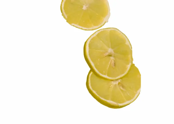 Zářivě Žluté Citrony Bílém Pozadí Chutné Zdravé Jídlo — Stock fotografie
