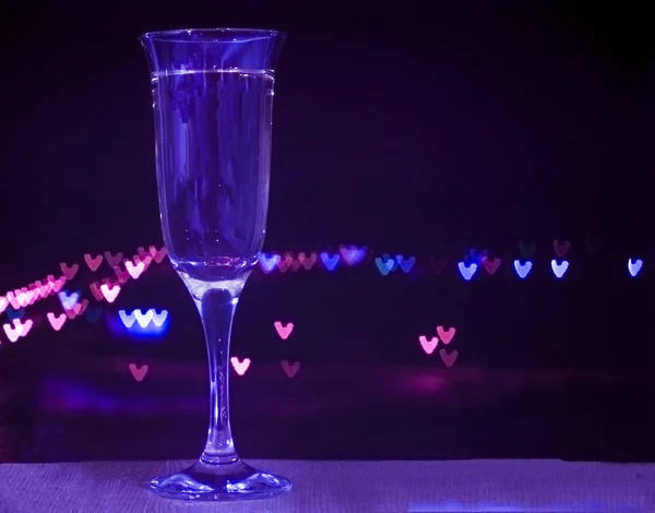 Sklenka Šampaňského Background Glass Bokeh Tenkým Stonkem Šampaňské Pozadí Bokeh — Stock fotografie