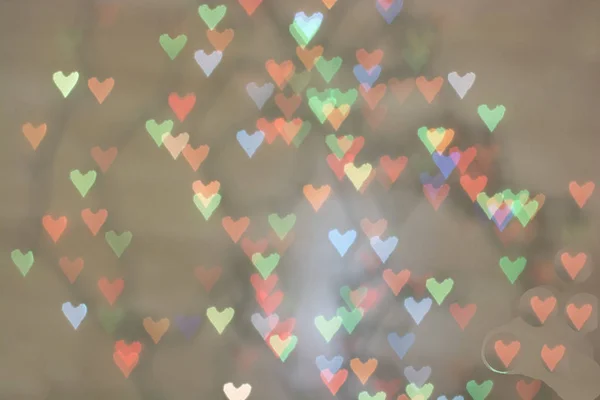 Pequenos Símbolos Corações Amor Bokeh Background Amantes Dia Valentim — Fotografia de Stock