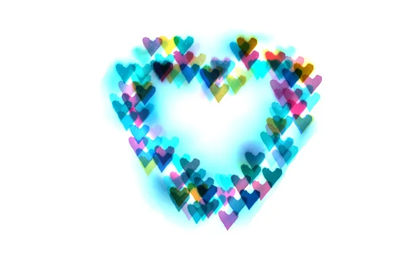다채로운 Bokeh Heart Valentine의 연인에 추상화 — 스톡 사진