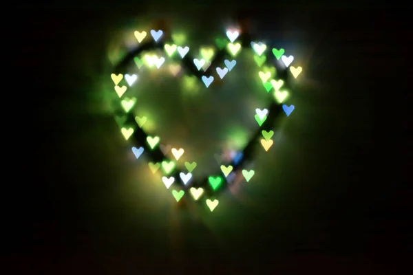 Fond Coeur Lumineux Coloré Coeurs Bokeh Boke Heart Saint Valentin — Photo