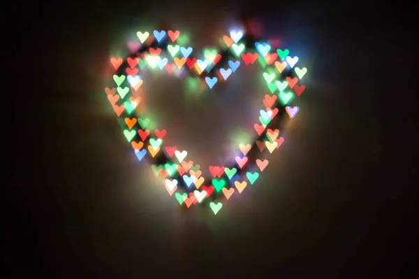 Sfondo Cuore Colorato Cuori Luminosi Bokeh Boke Heart San Valentino — Foto Stock