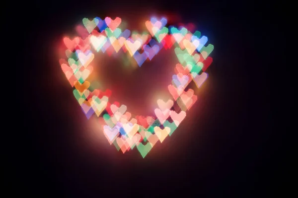 Sfondo Cuore Colorato Cuori Luminosi Bokeh Boke Heart San Valentino — Foto Stock