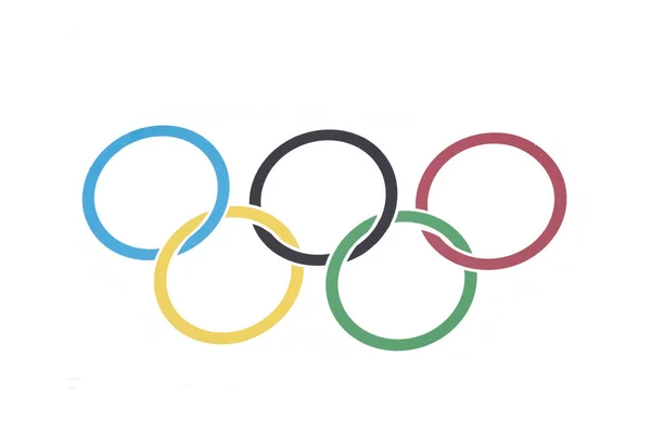 Olympic Rings Different Colors Isolated White Background Rings Olympics — Stock Photo, Image