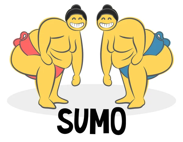 Lustiges Sumo Ringer Logo Japanische Kultur Abstrakte Design Vorlage Handgezeichnete — Stockvektor