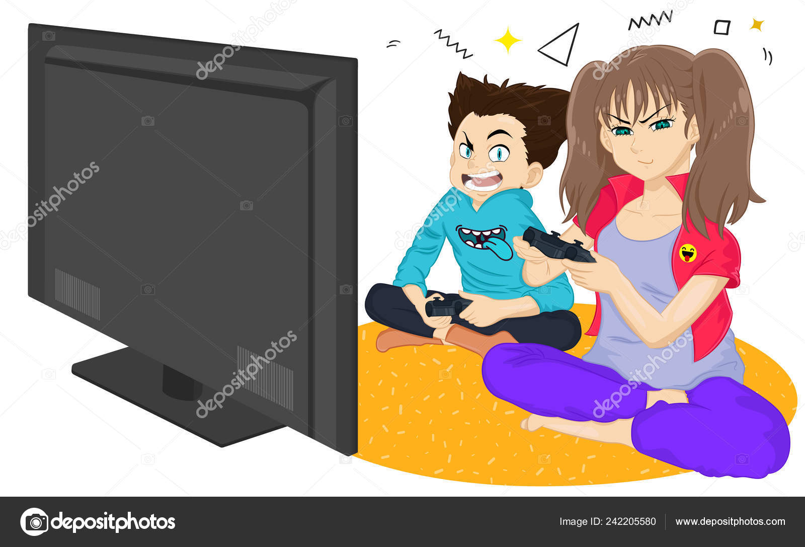girl and boy playing video games
