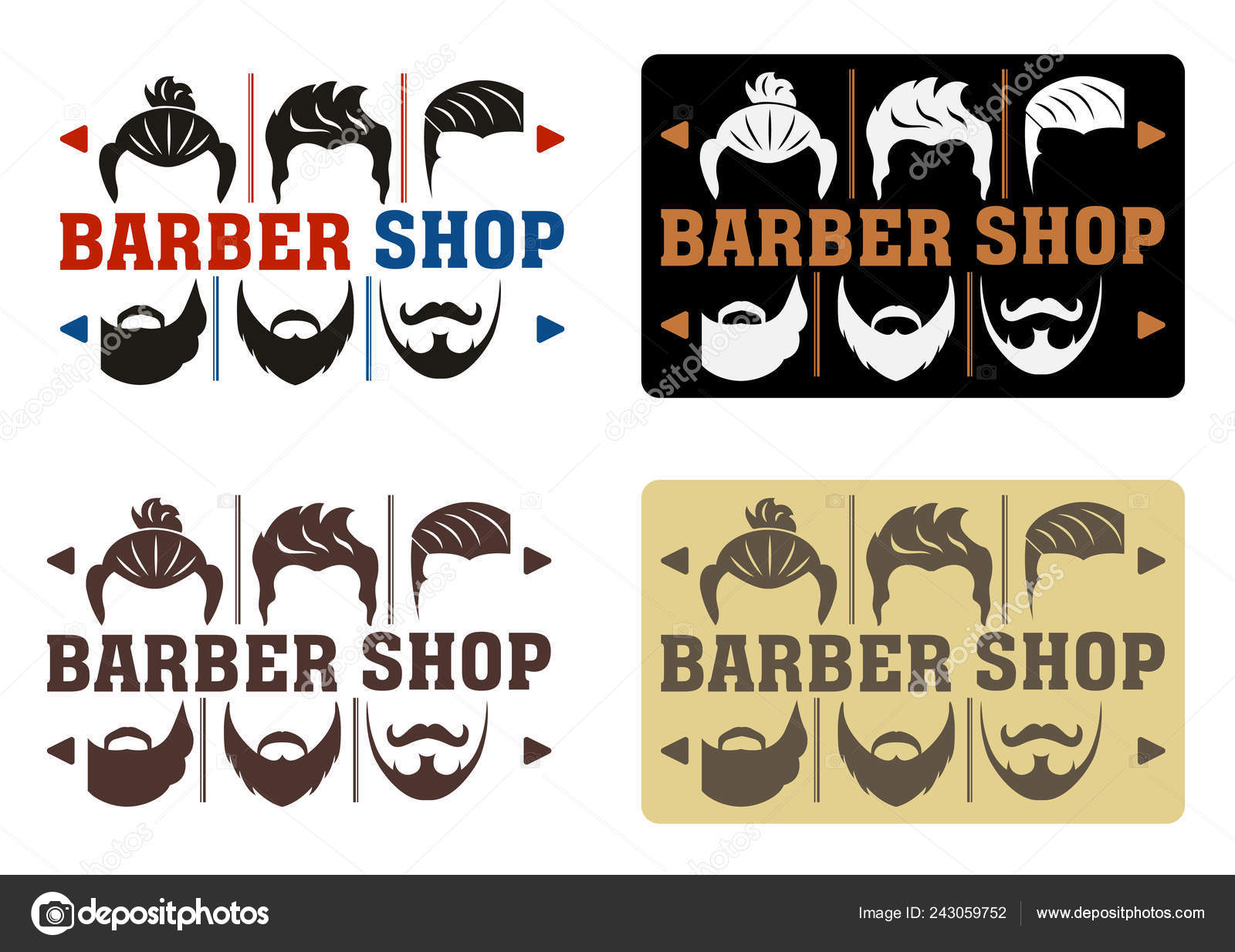 Barbershop Logo Four Options Modern Style Idea Interface Choice