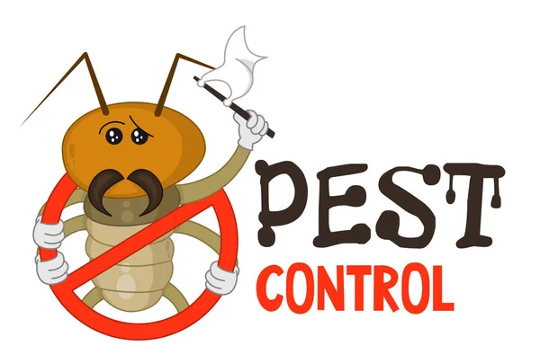 Grappige Vectorillustratie Van Pest Control Logo Voor Fumigatie Bedrijf Comic — Stockvector