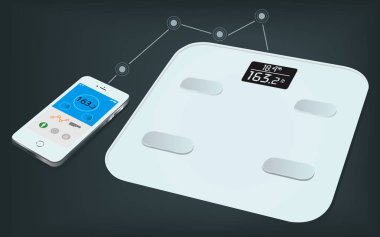 Akıllı ağırlık ölçeği ve Ağırlık bilgileri bu ekranda bir smartphone. Mobil uygulama akıllı vücut analiz kullanarak Ağırlık bilgileri alınıyor. Ağırlık ölçme.