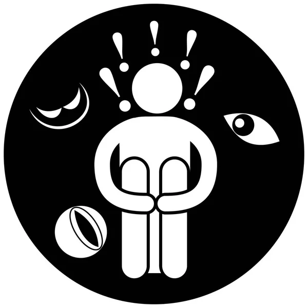 Achluophobia Skotophobia Ecluophobia Phobia Fear Darkness Man Dark Room Logo — Stock Vector