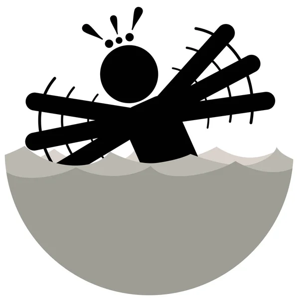 Aquafobia Hidrofobia Fobia Vector Ilustración Hombre Que Sufre Del Miedo — Vector de stock