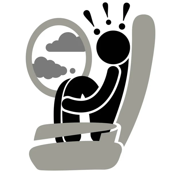 Luchtvaart Fobie Aerofobie Fobie Turbulentie Vliegangst Logo Pictogram Silhouet Sticker — Stockvector