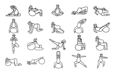 Hamile Icon set için jimnastik.