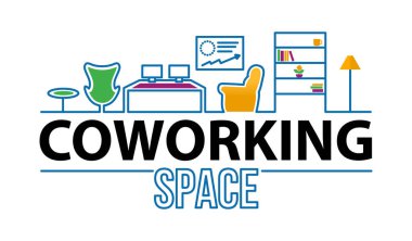 Modern bir iç coworking ve Office alanlarda logo.