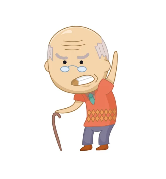 Hombre viejo enojado personaje . — Archivo Imágenes Vectoriales