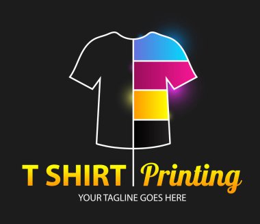 T-shirt baskı soyut modern renkli vektör logo şablonu