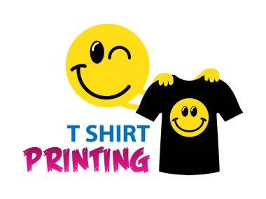 T-shirt baskı Komik vektör logo şablonu. 