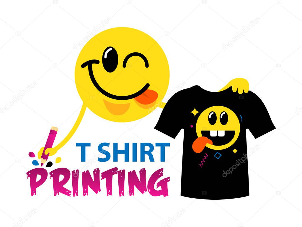 Funny vector logo template of t-shirt printing.