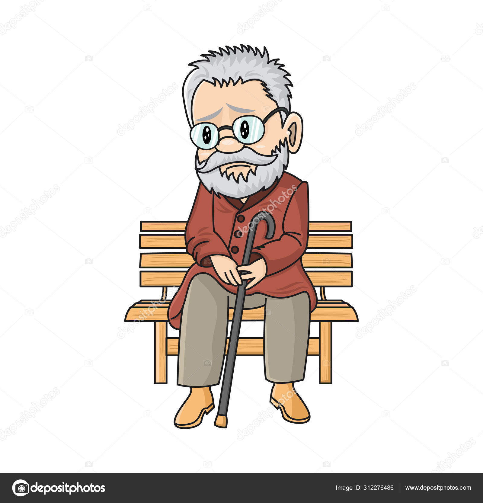 cartoon person sitting on a bench