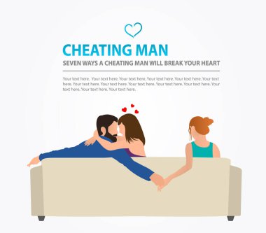 Boyfriend gives the hand to the girl sitting next to his girlfriend. Man cheating on her girlfriend. Love triangle. clipart