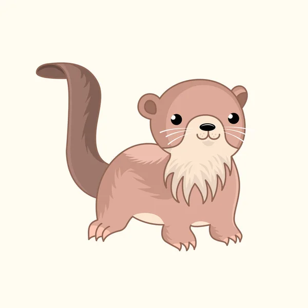 Pequeña nutria de dibujos animados lindo divertido. Chibi animal semiacuático. Diseño para impresión, emblema, camiseta, decoración de la fiesta, pegatina, logotipo . — Vector de stock