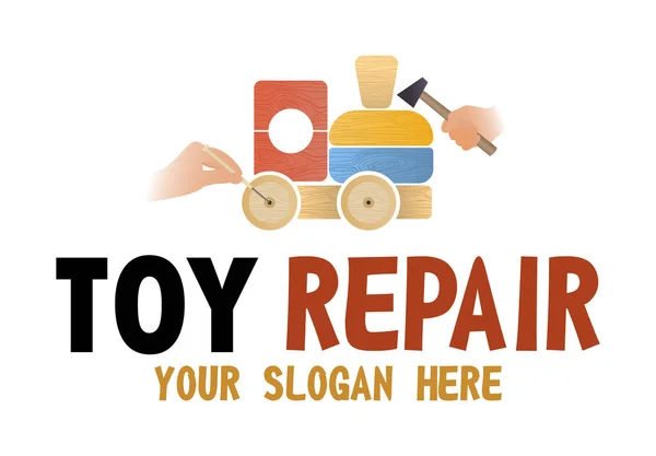 Toy Repair Shop Vektor Izolált Logó Fogalom Fix Antik Régi — Stock Vector