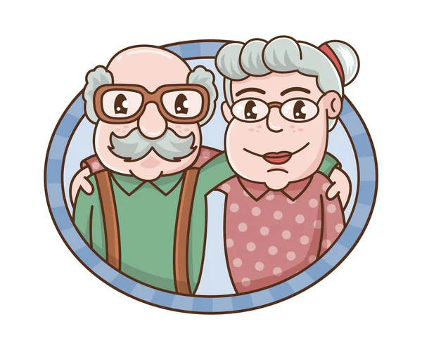 Divertida Linda Ilustración Para Día Los Abuelos Abuela Sonriente Abrazando — Archivo Imágenes Vectoriales